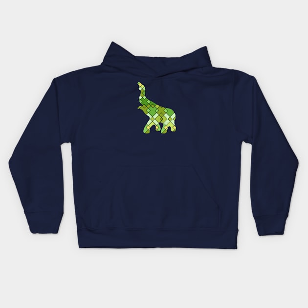 abstract geometric elephant art Kids Hoodie by omitay